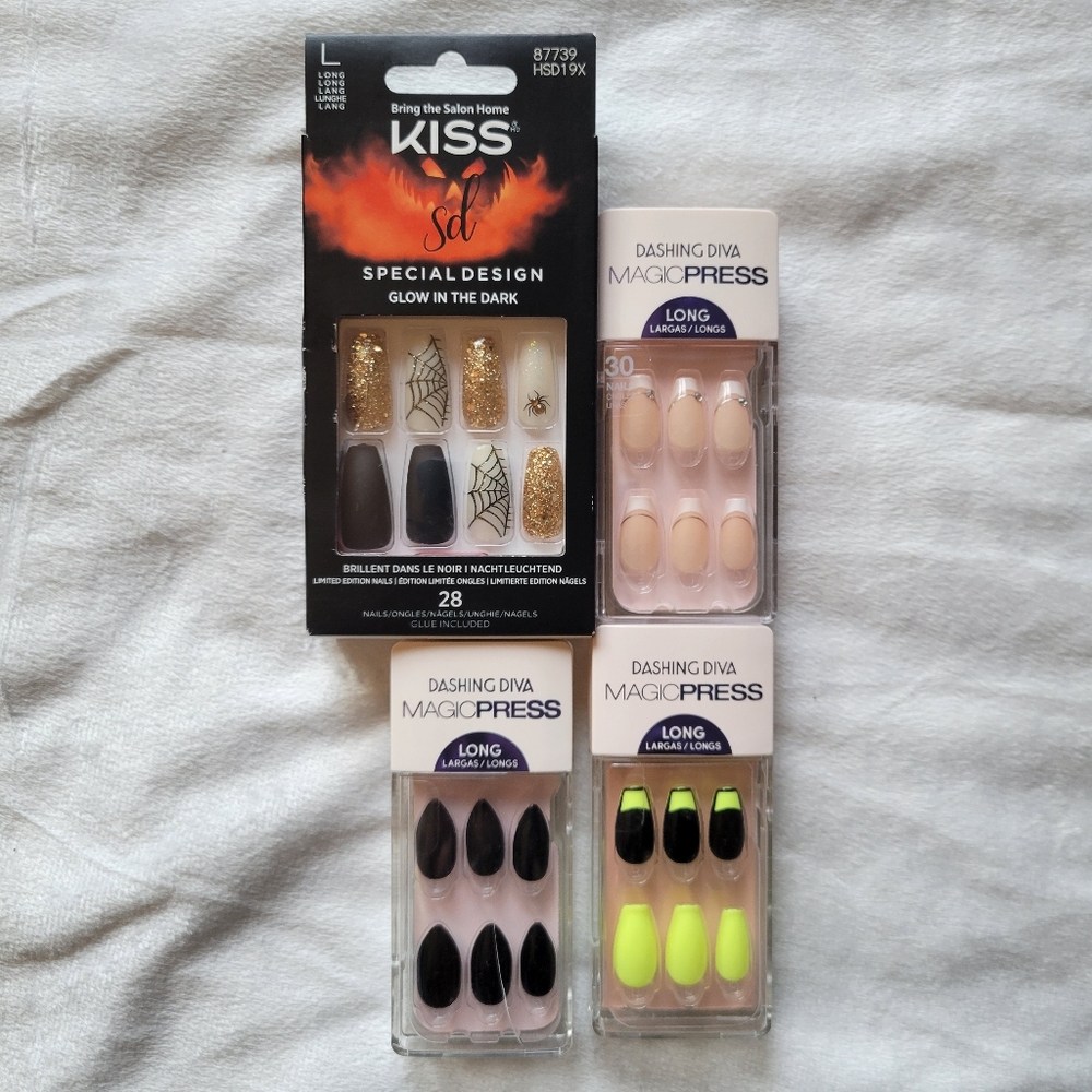 BNIB Kiss & Dashing Diva Press-On Nail Lot - Long